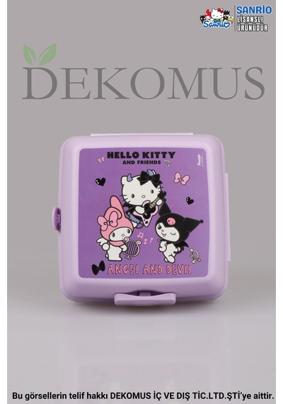 "dekomus Islak Mendil Hediyeli"lisanslı Hello Kıtty & Best Frıends Kuromı,my Melody 2 Katlı Beslenme Kabı/lunch Box Ahşap