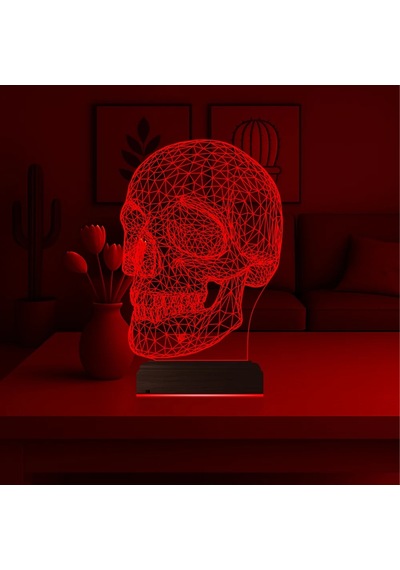 Luvivia Kuru Kafa İskelet 3d Lamba - Masa Gece Lambası V2 Şeffaf