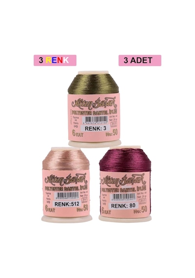 3 Adet Altınbaşak Oya Ve Dantel İpi 20 Gr - Royaleks - No: 512 - 080 - 003