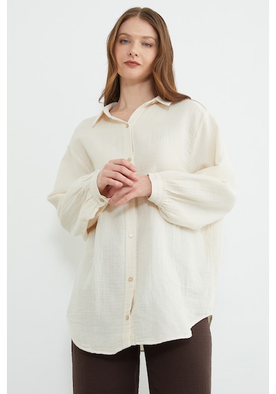 Fullamoda Basic Oversize Gömlek Bej