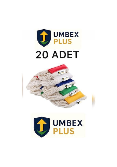 Umbex Çift Kovalı Plastik Temizlik Arabası Paspas Arabası Islak Mop Seti 20 Islak Mop