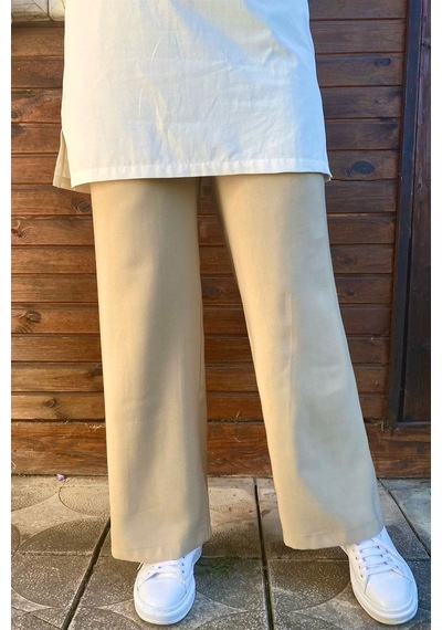 Rabia Şamlı Cappucino Bol Paça Pantolon Normal
