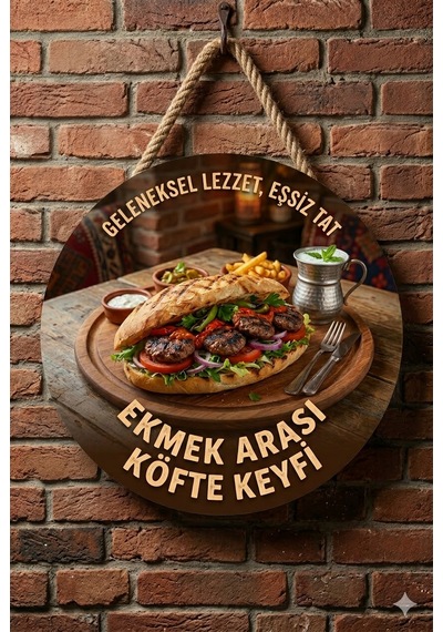 Mayeka Ekmek Arası Köfte Temalı Büfeler Cafeler Köfteciler İçin Ahşap Duvar Kapı Dekoratif Süs Tablo 6