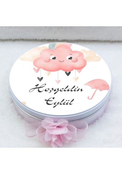 Bebek Çikolatası Metal Kutuda Bulut Baskılı  Uv Baskılı Madlen Çi