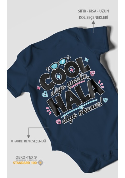 Morivokids Cool Diye Yazılır Hala Diye Okunur Kısa Kollu Bebek Body %100 Pamuk Zbn152-kk Lacivert