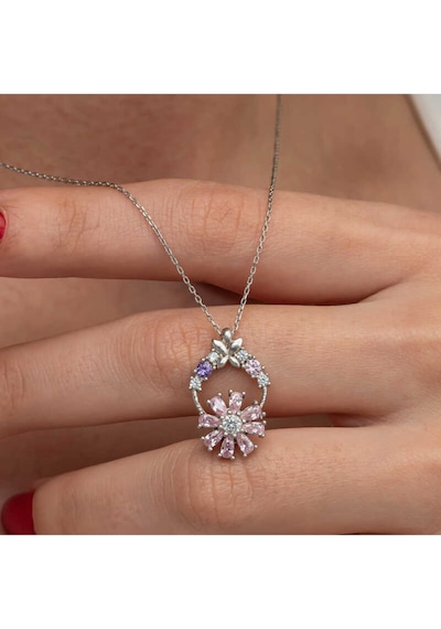 Casera's Gümüş Pembe Dönen Çiçek Kadın Kolye Csr2181345 Gümüş