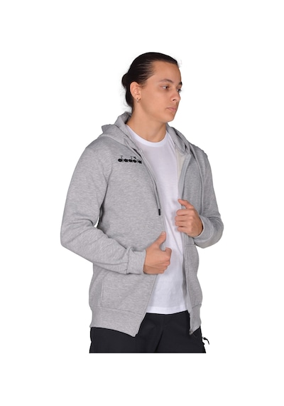 Diadora İmola - Erkek Grimelanj Pamuklu Tam Fermuarlı Sweatshirt Gri Melanj