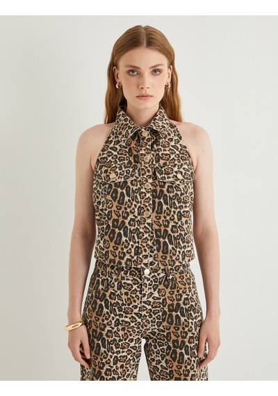 Koton Leopar Kot Bluz Düğmeli Gömlek Yaka Cepli Sırtı Açık Kolsuz Leopar Desenli 5wal30001md Leopar Desenli Koton Leopar Kot Bluz Düğmeli Gömlek Yaka Cepli Sırtı Açık Kolsuz Leopar Desenli 5wal30001md Leopar Desenli