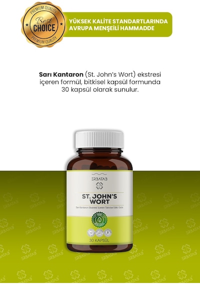 Erbatab St. John's Wort Sarı Kantaron Eki 30 Kapsül Erbatab St. John's Wort Sarı Kantaron Eki 30 Kapsül
