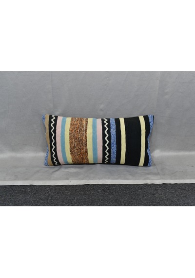 Zehra Abla Halı Yeni El Dokuma Dekoratif Lumbar Kilim Kırlent Yastık Kılıfı 6862 Çok Renkli
