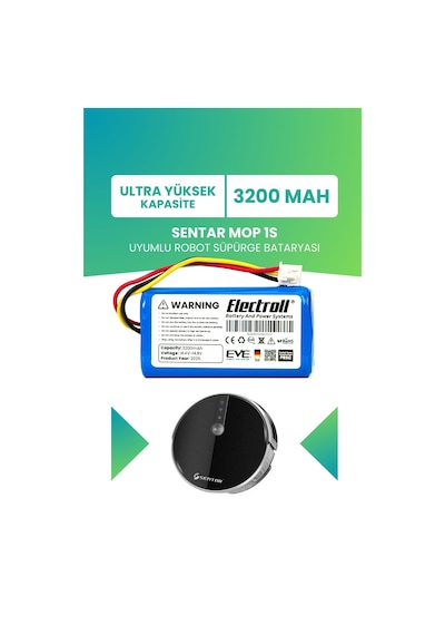 Sentar Mop 1s Uyumlu Batarya Ultra Yüksek Kapasite 3200mah Pil Robot Süpürge Bataryası