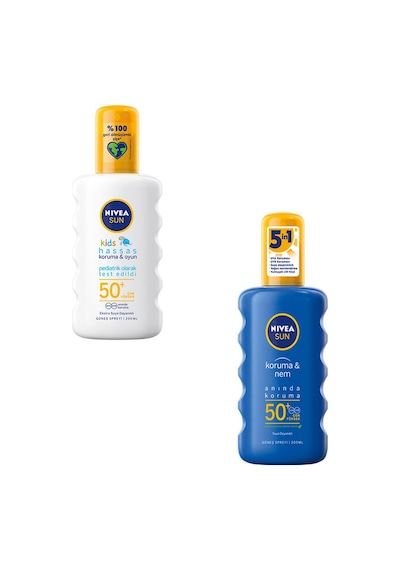 Nivea Sun SPF50+ Nemlendirici Güneş Spreyi 200 ML + Nivea Sun SPF50+ Kids Sprey 200 ML