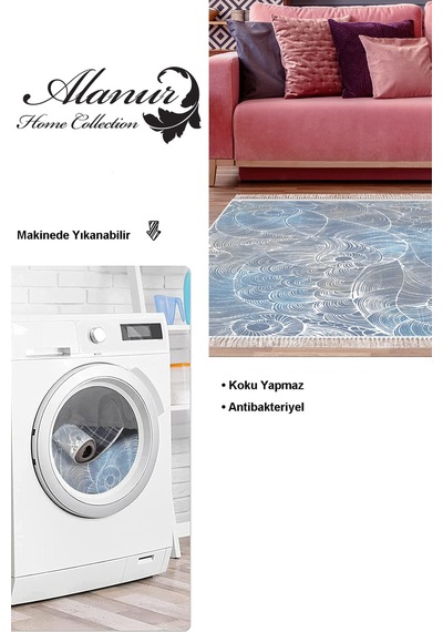 Dekoreko Kaymaz Taban Djt Salon Halısı Star Pamuk Saçaklı Modern 1303 Lila