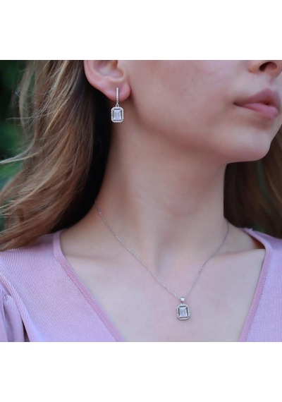 Baget Kesim Zirkon Taşlı Gümüş Set Gümüş