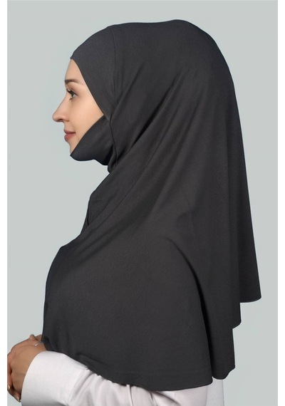 Altobeh Hazır Türban Peçeli Pratik Eşarp Tesettür Nikaplı Hijab - Namaz Örtüsü Sufle (XL) - Füme