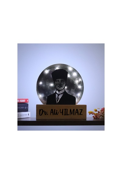 Led Işıklı Pleksi Dolunay Kişiselleştirilebilir Dekoratif Biblo Atatürk Portre Anahtar Askılığı Gri - 737347614 Gri