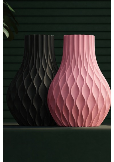 Modern Dekoratif Vazo Siyah 22 Cm Pembe Pembe