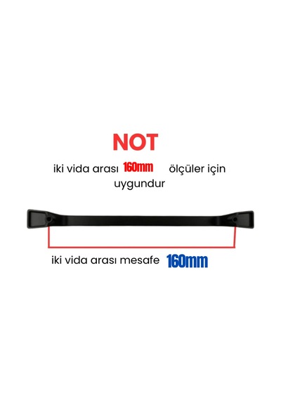 5 Adet Metal Havai Düz Mobilya Çekmece Dolap Kulpu Mat Siyah 160mm Mat Siyah