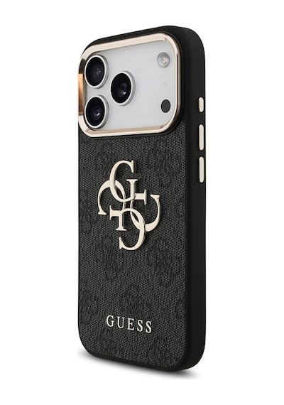 Apple Uyumlu iPhone 17 Pro Kılıf Guess Lisanslı Gold Kamera Çerçeveli 4g Desenli Büyük 4g Ve Yazı Logolu Siyah Siyah