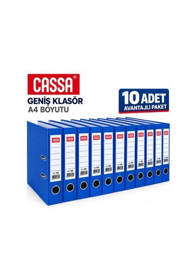 7280 Geniş Klasör A4 Mavi 10 Adet Avantajlı Ekonomik Paket