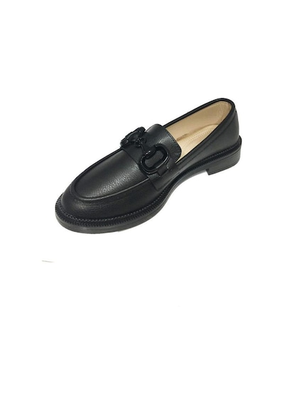 Comfort Shoes 235 Deri Trend Fashion Tokalı Kadın Babet Sıyah