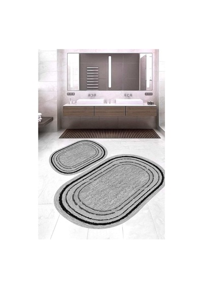 Eliana Home Dijital Baskı 2'li Banyo Paspas Takımı Lna5-hy1303 100x60 Ve 60x50 Cm Gri