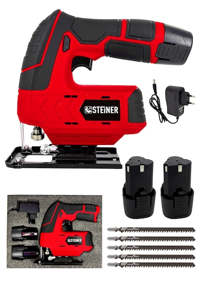 Steiner ST-12V 3.0 Ah K Li-ion Çift Akülü Şarjlı Dekupaj Testere Kırmızı