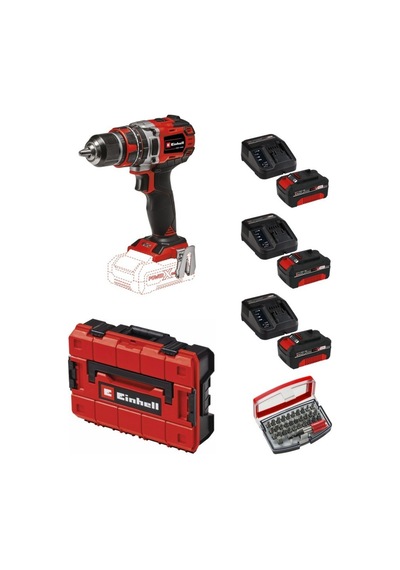 Einhell TP-CD 18/50 Li-ı Bl Solo Akülü Vidalama Seti + 3 x 4 Ah Starter Kit Bits Uç + Çanta