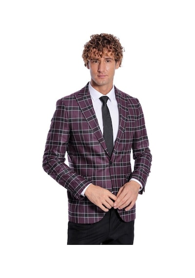 Wessi Slim Fit Sivri Yaka Mor Erkek Ceket 001