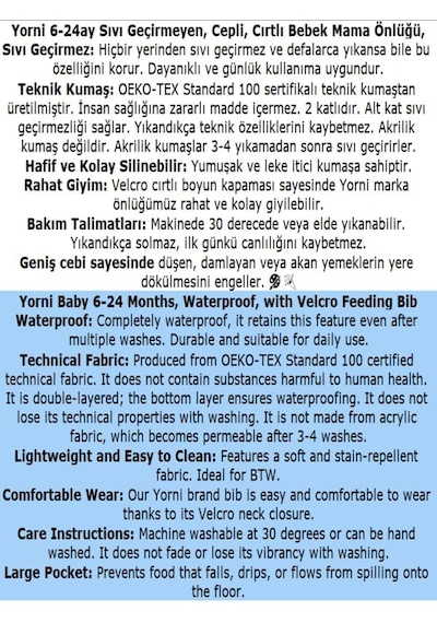 Yorni 2 Adet Ekonomik Set 6-24 Ay Zoo Ve Seaworld Desen Sıvı Geçirmeyen Cepli Cırtlı Mama Önlüğü Çok Renkli