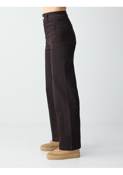 Jimmy Key Acı Kahve Rahat Kesim Bol Paça Yüksek Bel Denim Pantolon 6ww187147803 Acı Kahverengi