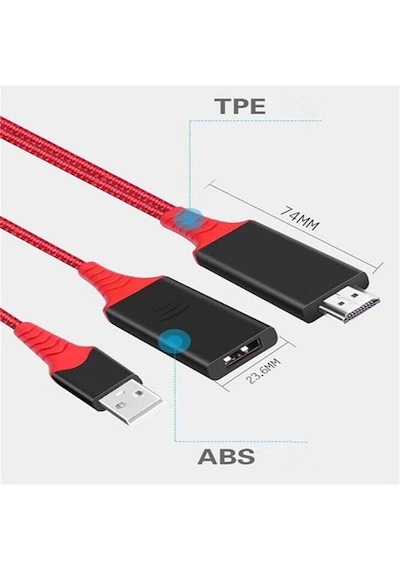 1080P Hdmi 2 In1 Cast Telefondan Tv Wireless Dönüştürücü Adaptör (313656422)-Siyah,Kırmızı