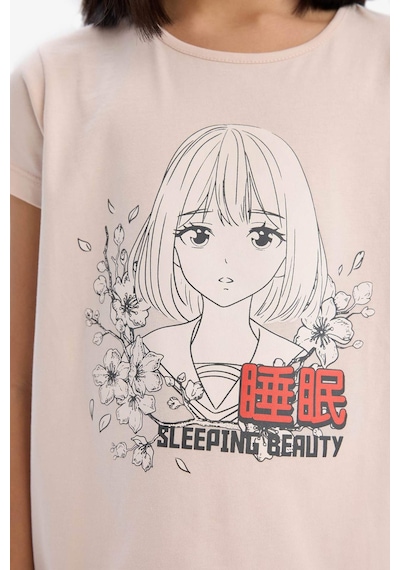 DeFacto Kız Çocuk Pijama Takımı Baskılı Kısa Kollu Üst Beli Lastikli Uzun Alt E0542A825SMPN447 Pembe DeFacto Kız Çocuk Pijama Takımı Baskılı Kısa Kollu Üst Beli Lastikli Uzun Alt E0542A825SMPN447 Pembe