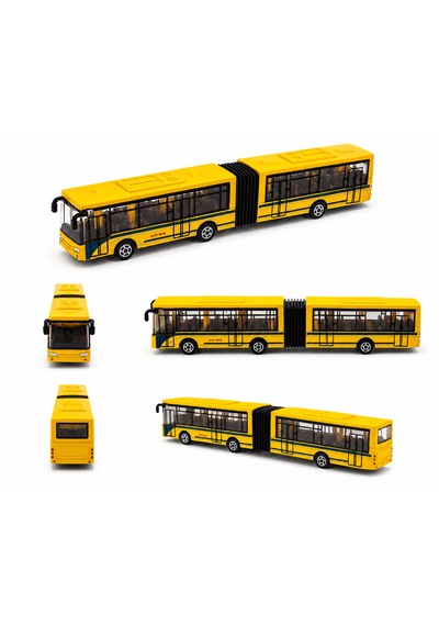 20 Cm Körüklü Şehir Otobüsü Die-cast Metal Oyuncak Sarı
