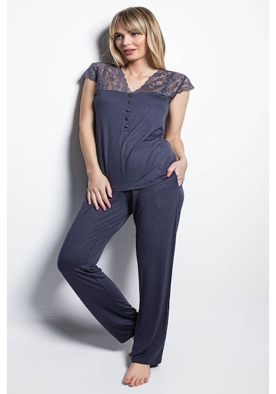 Monamise 18231 Kadın Kısa Kollu Pijama Takımı-lacivert Lacivert
