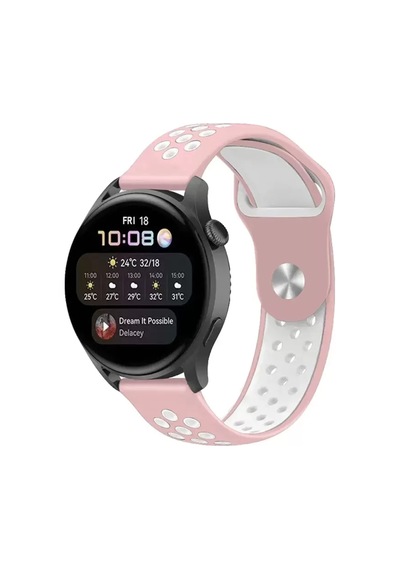 Newface Watch 22mm Spor Delikli Kordon - Pembe-beyaz