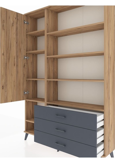 Arges Dolap 9 Raflı 3 Çekmeceli Tek Kapaklı 132x30x195 Çam-çam/antrasit Atlas Çam/antrasıt Arges Dolap 9 Raflı 3 Çekmeceli Tek Kapaklı 132x30x195 Çam-çam/antrasit Atlas Çam/antrasıt