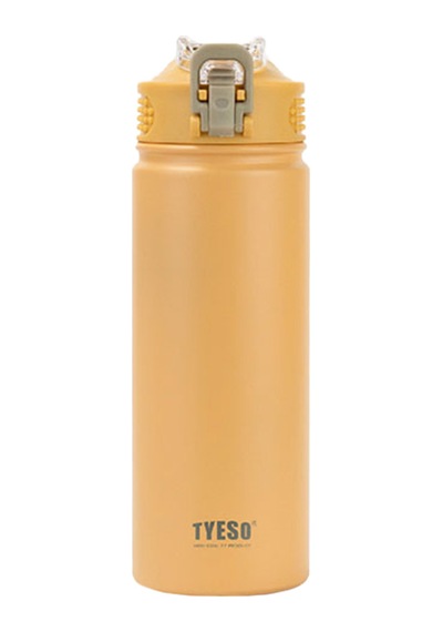 Tyeso Active Color Vakumlu Termos Paslanmaz Çelik Gizli Pipetli 600ml Sarı