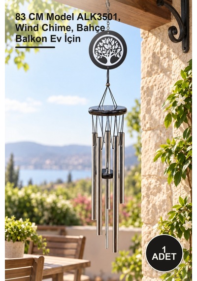 1 Adet Metal Rüzgar Çanı 83 Cm Model Alk3501, Wind Chime, Bahçe Balkon Ev İçin