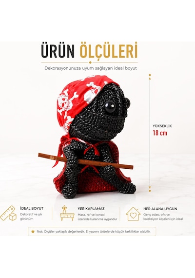 Örgü Tasarımlı Polyester Ninja Voodoo Biblo Savaşçı Figür Dekoratif Obje Genç Odası Hediyelik 18 Cm 42860331