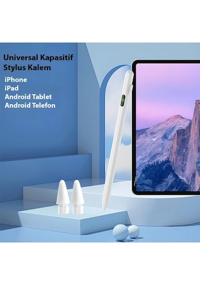 Ally K-2268 Dijital Göstergeli Universal Kapasitif Stylus Apple Uyumlu iPad Tablet Dokunmatik Kalem- 5775 Renkli