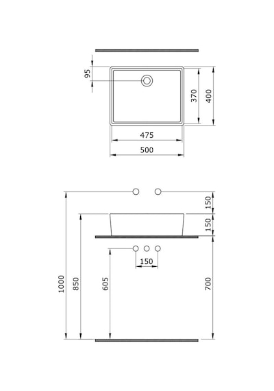 Bocchi Milano Çanak Lavabo 50 CM Parlak Beyaz 1215-062-0125
