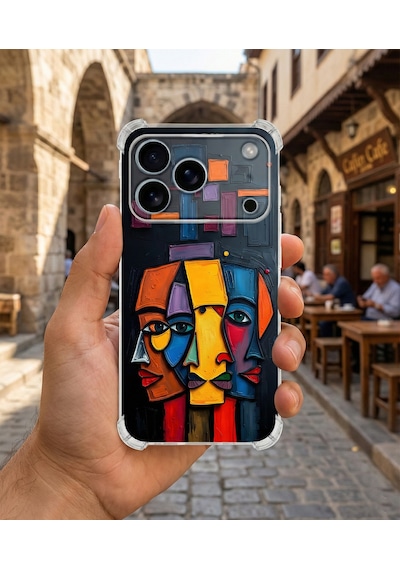 Printify Infinix Note 50 Pro İle Uyumlu Şeffaf Silikon Kılıf Uv Baskılı Esnek Tpu Kapak Totem Face No2