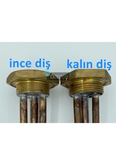 1-1/4'' Meşale Çay Kazanı Rezistansı  Kıvrık Bakır 2000W - Kalın Diş - Termostatsız - Kapak İstemiyorum
