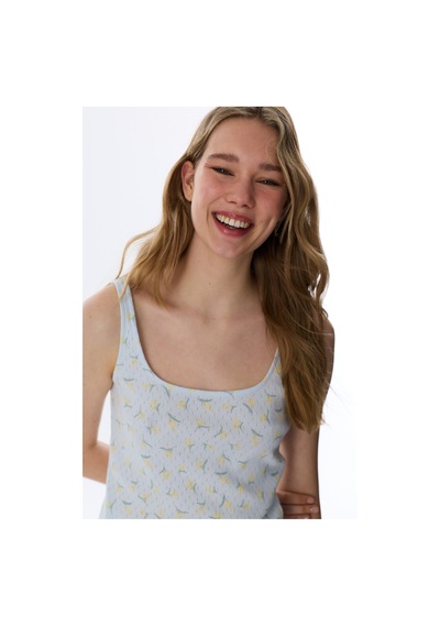 Penti Açık Mavi Flora Pointel Pamuklu Şortlu Pijama Takımı