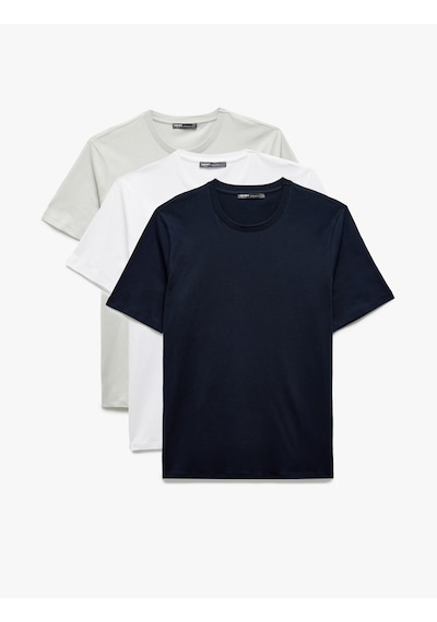 Koton Bisiklet Yaka Pamuklu Kısa Kollu Regular Fit Basic 3'lü Erkek Tişört Seti Multıcolor 5sam10364hk Mavi Koton Bisiklet Yaka Pamuklu Kısa Kollu Regular Fit Basic 3'lü Erkek Tişört Seti Multıcolor 5sam10364hk Mavi