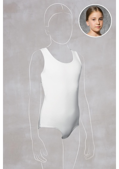 Doreanse Kız Çocuk Beyaz Modal Geniş Yaka Sıfır Kol Body 450