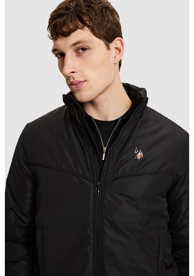 U.S. Polo Assn. Erkek Siyah Dik Yaka Fermuarlı Cepli Yağmurluk Tarzı Mont 50326198-vr046