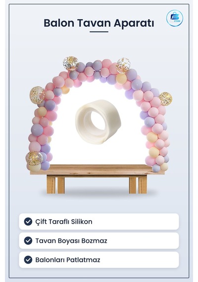 Çift Taraflı Silikon Balon Yapıştırma Bandı Damla Model Tavan Apa