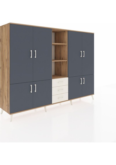 Hyperion Dolap 11 Raflı 3 Çekmeceli 8 Kapaklı 220x44x163 Çam-antr Çam-antrasit/aytaşı Hyperion Dolap 11 Raflı 3 Çekmeceli 8 Kapaklı 220x44x163 Çam-antr Çam-antrasit/aytaşı